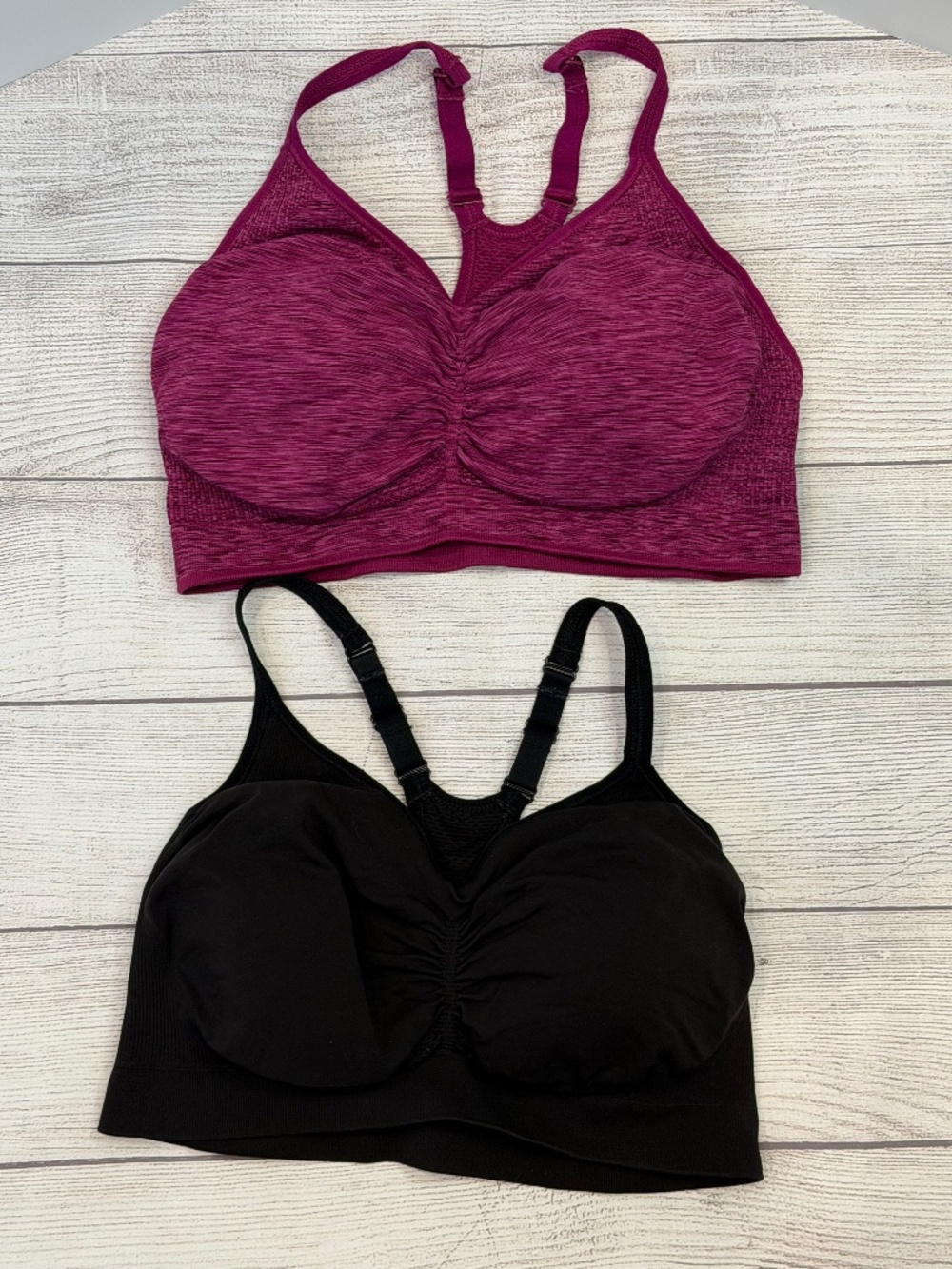 Old Navy Active Light Support Go Dry Sports Bra Black/Pink Set of 2 | Size XL